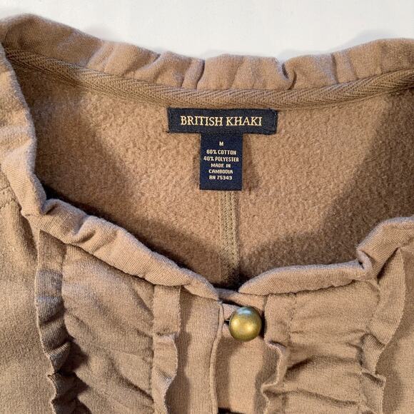 British Khaki Olive Green Ruffle Jacket Women’s Medium Button Up Military Style - Picture 4 of 7